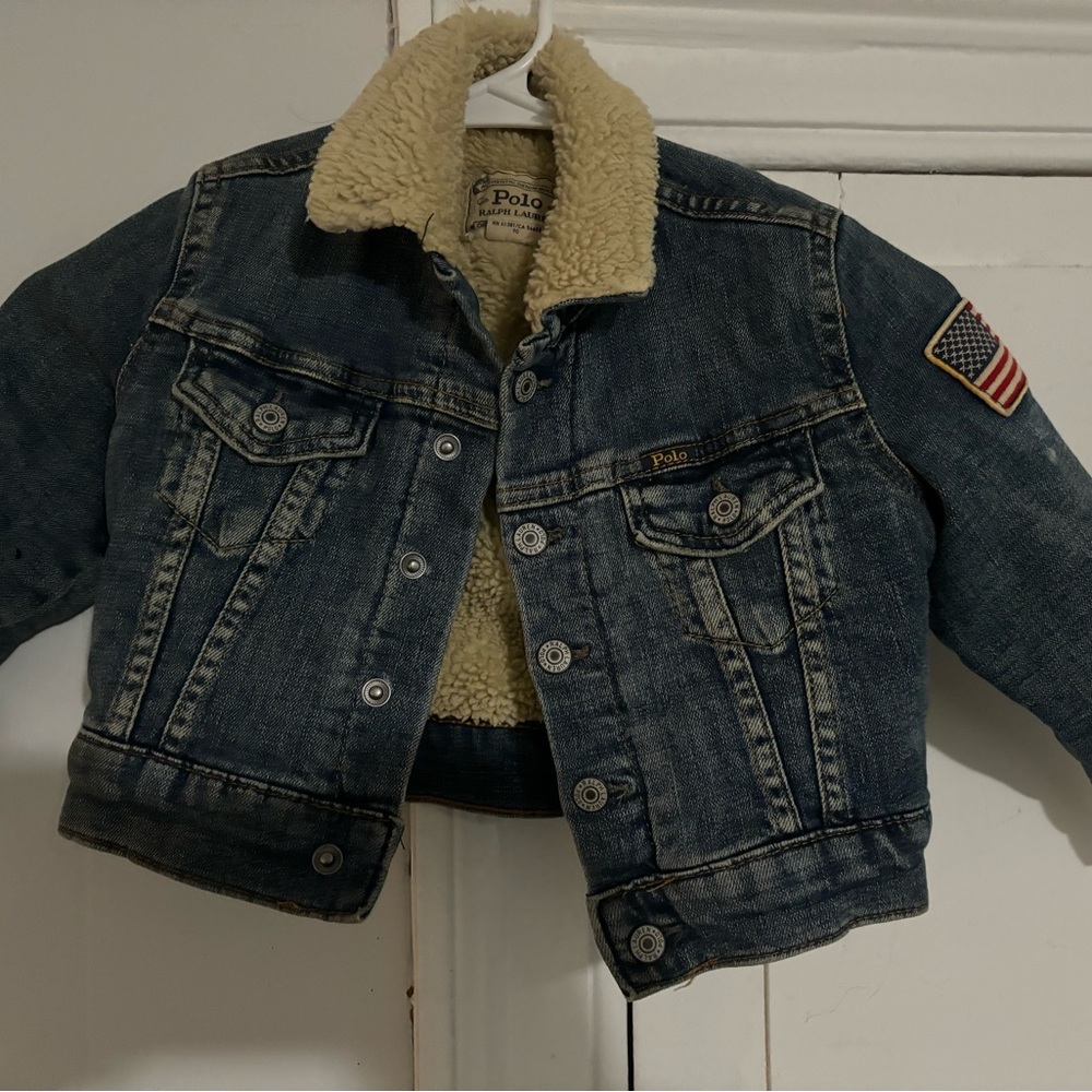 Fleece lined denim Trucker Jacket toddler boys 2T Like New